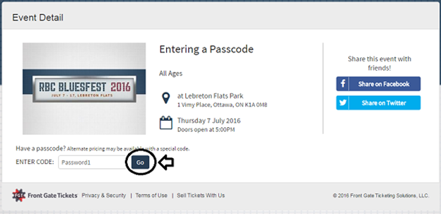 How To Use a Passcode Promo Front Gate Tickets Help